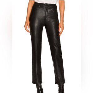 Paige Stella Straight Faux Leather Jean in Black Size 27